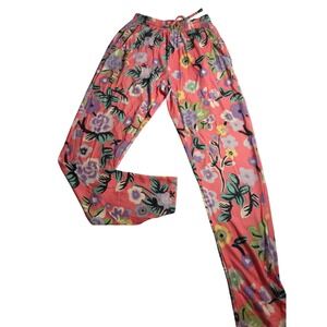 POL Floral Print Women's Pants Elastic Waist Drawstring Casual Colorful